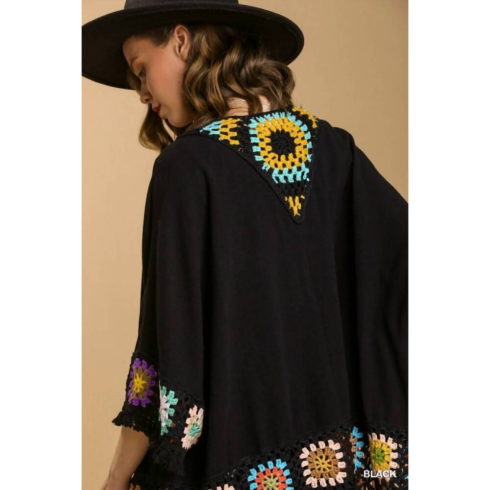 NEW UMGEE crochet patchwork squares kimono in black - Picture 9 of 9